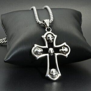 ❤️Jesus Cross Trend Skull pendant Necklace for women/men, N90201P219